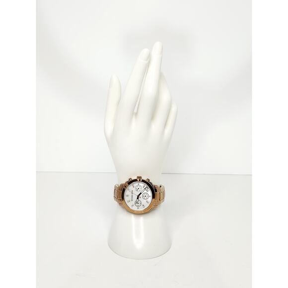 Michael Kors Rose Gold MOP Dial Crystal Chronograph Watch MK5336 New Battery main image 12